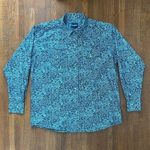 Resistol Paisley Pearl Snap Western Button Down | XXL | Blue/Teal/Aqua/Navy